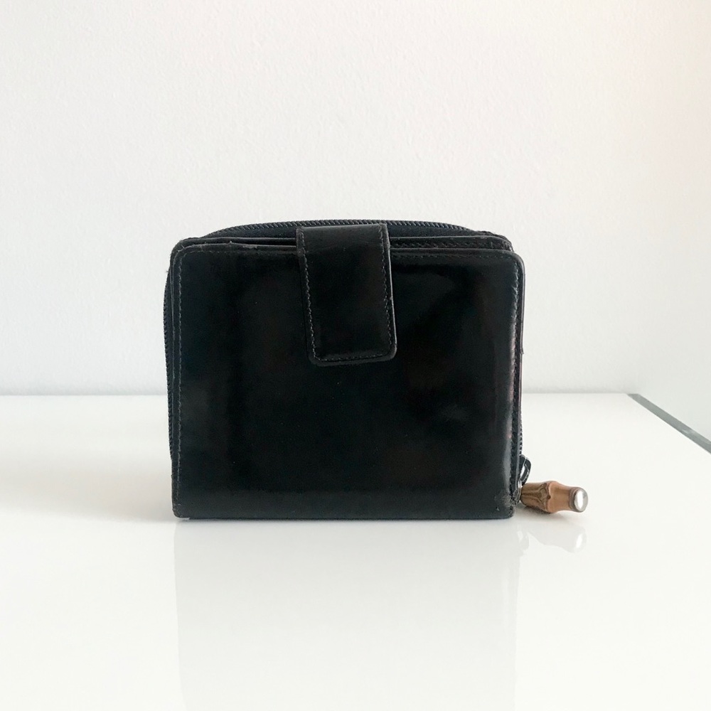 COPY - Authentic Gucci Vintage Bamboo Patent Leather Canvas Zipper Wallet 90’s …
